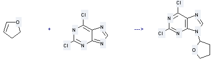 2,6-Dichloropurine can be used to produce 2,6-dichloro-9-tetrahydrofuran-2-yl-9H-purine with 2,3-dihydro-furan